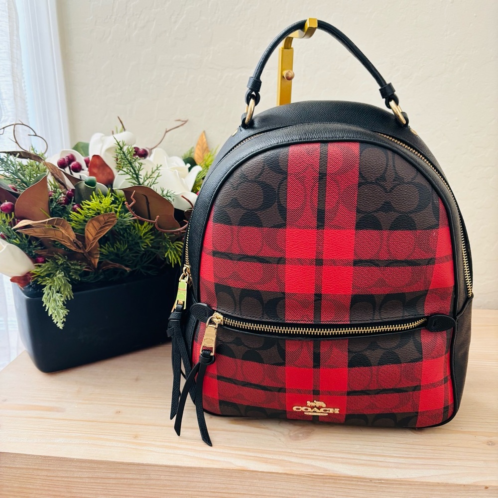 Coach Jordyn Backpack In Signature Canvas With Field Plaid Print F80056 Women's